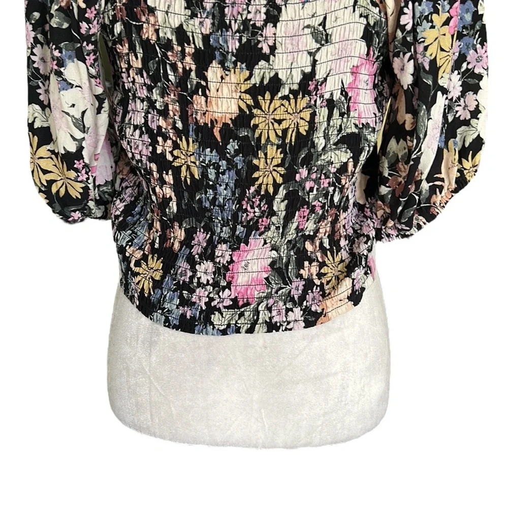 Saltwater Luxe Lenny Multi Floral Oasis Puff Sleeve Off Shoulder Crop Top - M - Picture 11 of 16